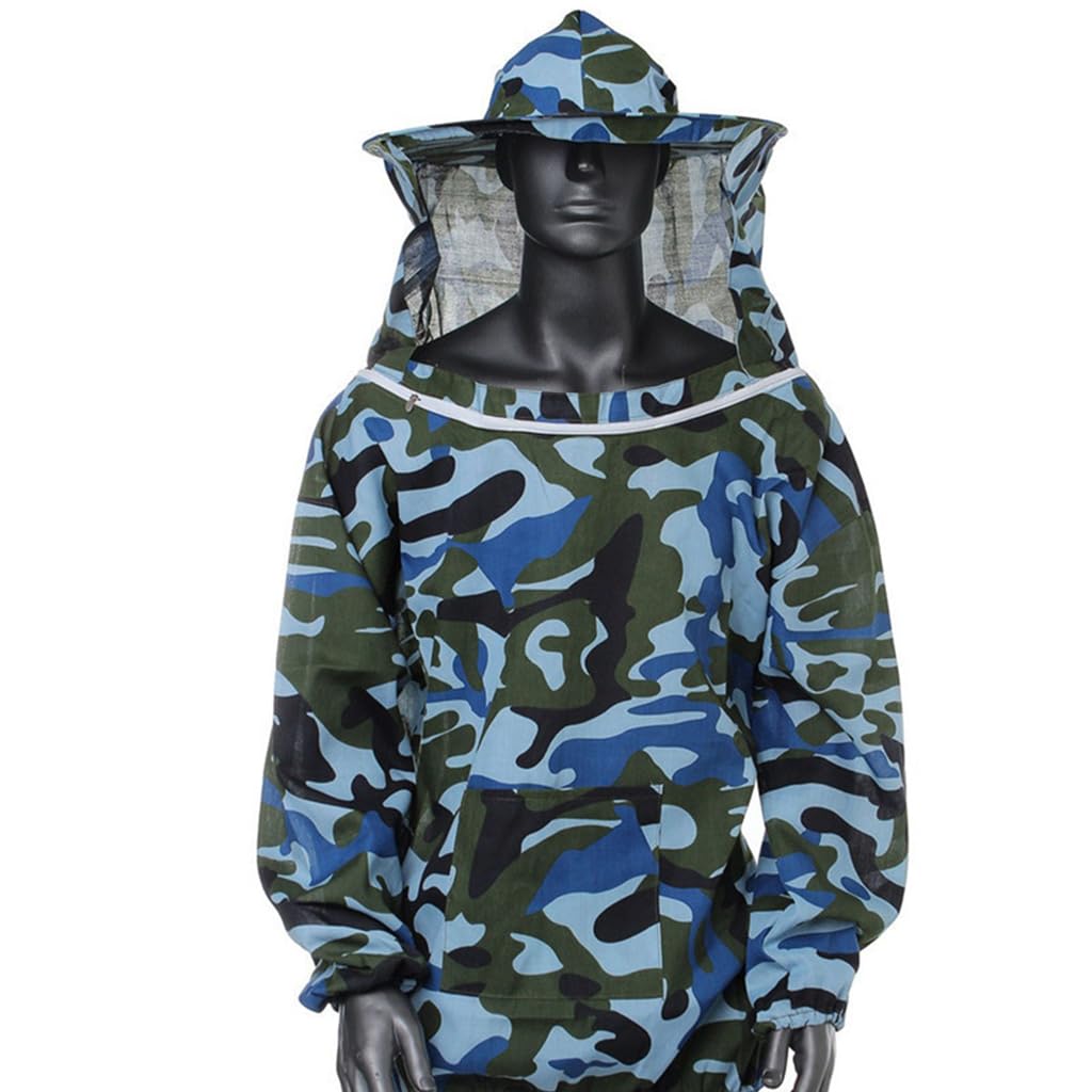 HASTHIP Bee Suit with Detachable Veil Hat, Camouflage Beekeeping Top, Protective Equipment, Elastic Cuff & Elastic Hem Closure HASTHIP Bee Suit with Detachable Veil Hat, Camouflage Beekeeping Top, Protective Equipment, Elastic Cuff & Elastic Hem Closure